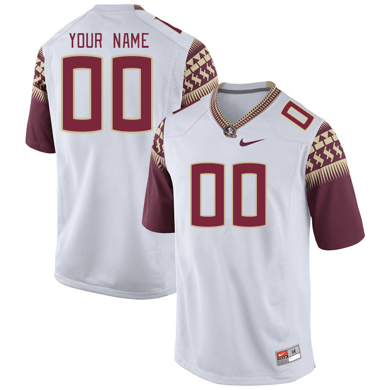 Custom Florida State Seminoles Name And Number College Football Jerseys Stitched-White